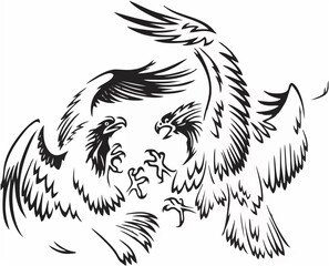 Fighting birds vector.eps