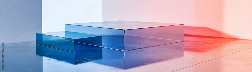 Poster abstract display of stacked, translucent forms