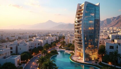 Fototapeta premium Stylish Andalusian high-rise, intricate details, high-rise, property, costa del sol