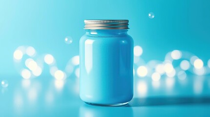 Refreshing Blue Liquid in a Mason Jar A Cool Summer Drink Concept