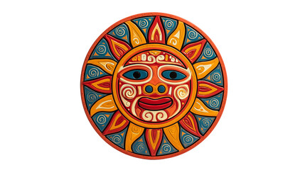 Inti Raymi sun disc replica with bright colors against white background