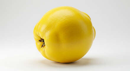 Vibrant Yellow Quince Fruit Close Up Studio Shot on White Background