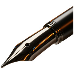 Naklejka premium Close up of a silver fountain pen nib isolated on a transparent background