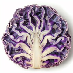 Fototapeta premium Purple cabbage cut in half macro photo