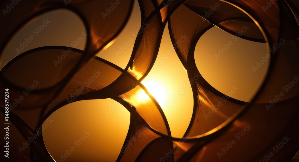 Poster abstract light fixture with golden light patterns