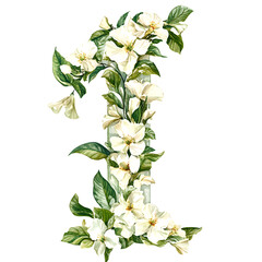 Fototapeta premium I is made of white flowers and green leaves