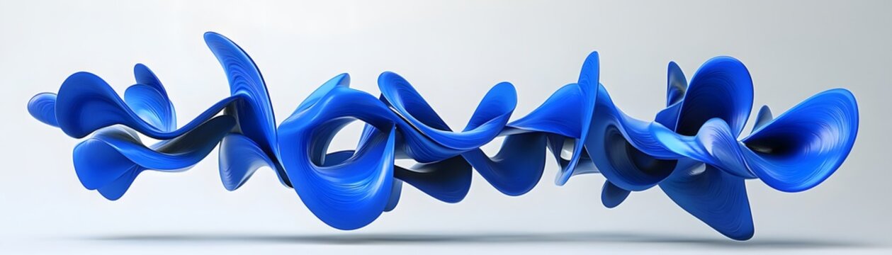 Abstract design with flowing, blue forms.