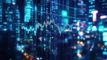 Financial Graph Overlay on Cityscape