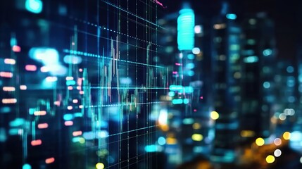 Digital Overlay of Financial Charts on Cityscape