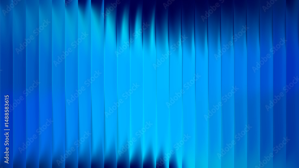 Poster blue ribbed glass with 3d background effect creates abstract line pattern. gradient texture and ligh