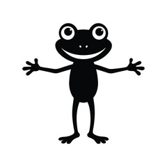 Happy Cartoon Frog Silhouette