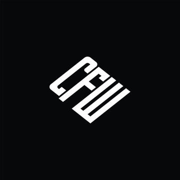 CFW letter logo design on black background.