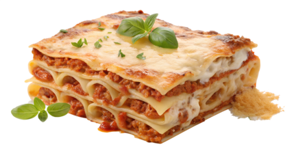 Flavorful layers of lasagna showcasing rich meat sauce, creamy béchamel, and fresh herbs to create a mouthwatering Italian delight perfect for family gatherings Generative AI