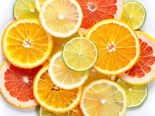 "Fresh and Juicy Whole and Cut Fruits on White Background – High Resolution Premium Food Photography"