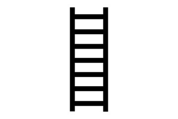 black silhouette of a ladder isolated on a white background
