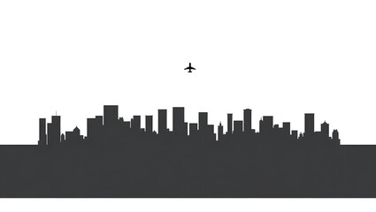 Fototapeta premium skyline with flying airplane 