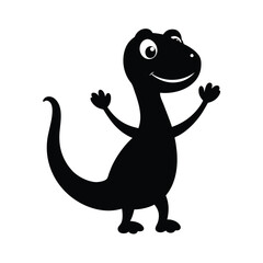 Happy Cartoon Lizard Silhouette