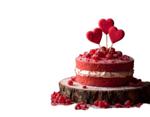 Cake pesty with hearts on transparent background 