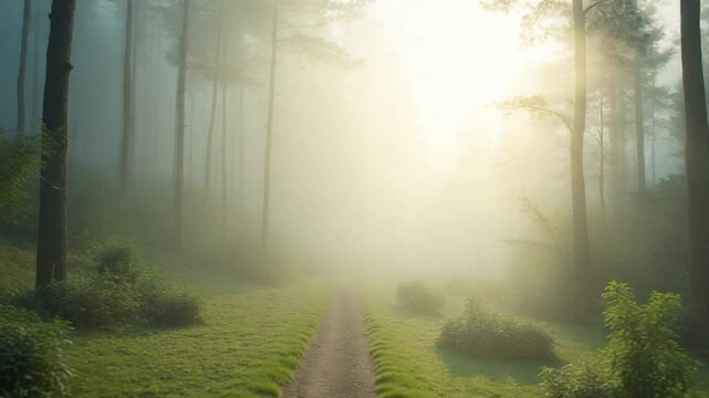 summer fog in the forest