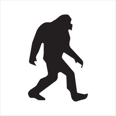 Bigfoot outline and symbols. Dark level variety basic exquisite white foundation Bigfoot animal vector and silhouette icon.