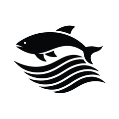 Fish Leaping Upward Stylized Silhouette