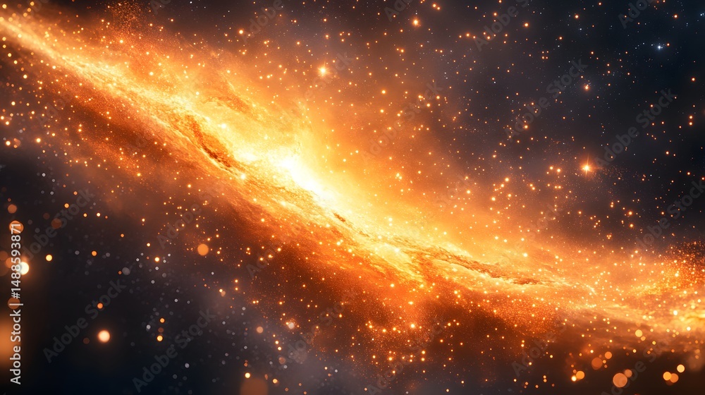 Aufkleber a breathtaking nebula shines with orange and yellow hues, showcasing vibrant star formation. dense g
