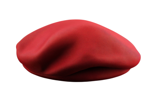 A crimson flat cap perched jauntily beckoning adventures and sun drenched picnics of simpler on transparent background