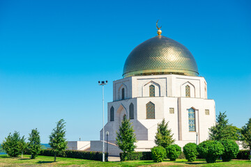 A memorial sign in honor of the adoption of Islam by the Volga Bulgars in 922. Russia