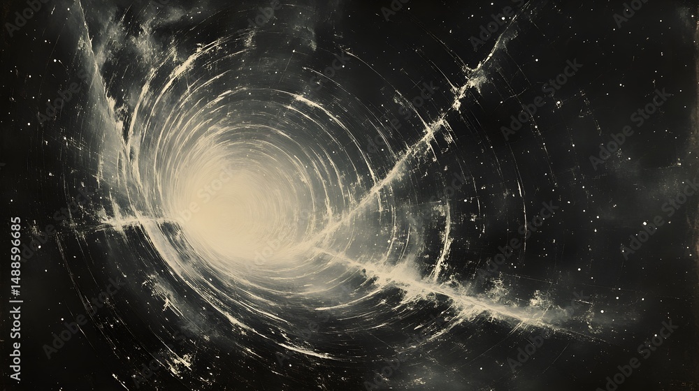 Poster a swirling vortex of light and energy creates a mesmerizing wormhole in deep space. celestial dust a