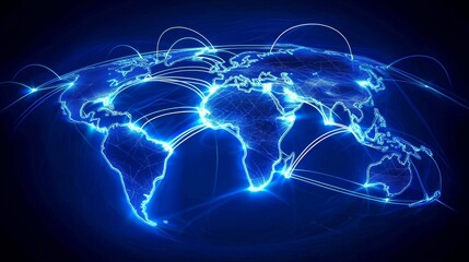 Vibrant Blue Glow Surrounds Earth Highlighting Global Network Links