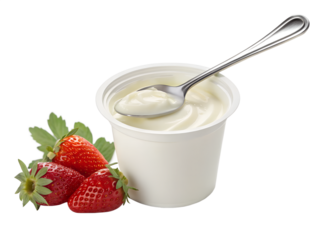 Creamy yogurt paired with fresh strawberries creates a delightful dessert experience for any time of day Generative AI 
