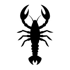 Black Lobster with Tail Clipart. Seafood Silhouette Ocean Lobster Icon