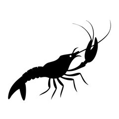 Black Lobster Silhouette with Claws and Tail