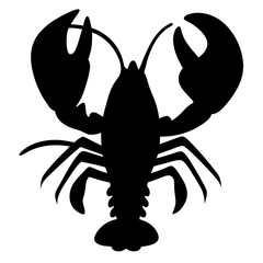 Black Lobster with Tail Clipart. Seafood Silhouette Ocean Lobster Icon
