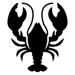 Black Lobster Silhouette with Claws and Tail