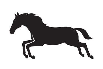 Black horse silhouette running wild in vector illustration
