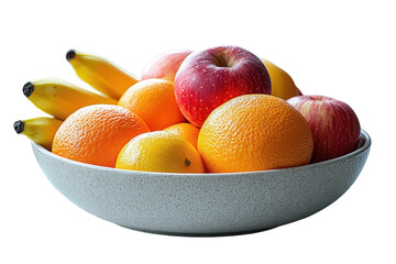 A vibrant bowl of fresh fruit promising a healthy snack with apples bananas lemons and oranges on transparent background