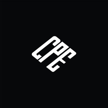 CPE letter logo design on black background.