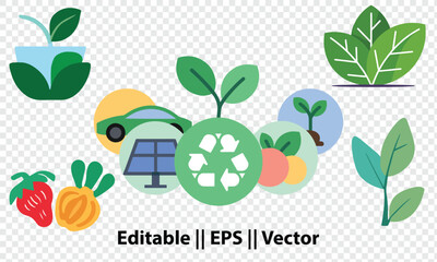 Eco-Friendly Lifestyle Icons (Flat Design)
