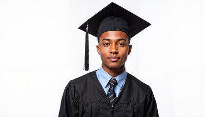 Confident graduate celebrating achievement in cap and gown, success