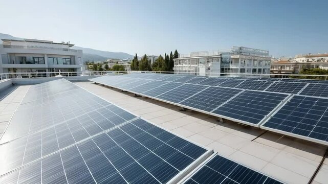  pan video of solar panels on the roof