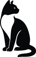 Elegant cat silhouette in black and white, Classy cat graphic design
