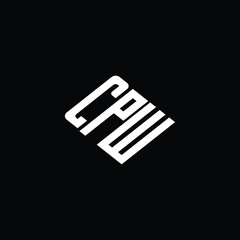 CPW letter logo design on black background.