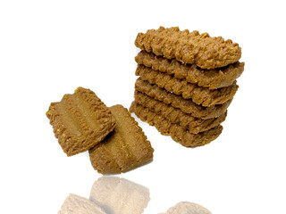 Crispy Biscuits artistically arranged on the white background