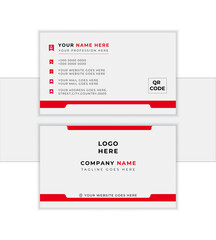 Modern business card template with red & white colors. vector abstract creative Stock Vector
