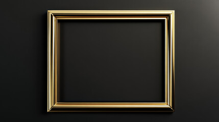Elegant Gold Frame on Dark Background: A sophisticated gold frame, meticulously crafted with intricate detail, rests gracefully against a rich, dark backdrop.