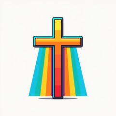 Cross with Rainbow Behind
