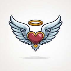 Heart with angel wings and halo, love, spiritual symbol, purity, kindness