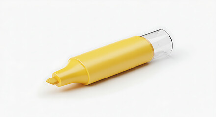 Yellow Highlighter Marker 3D Render Isolated White Background Stationery Tool