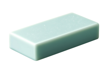 Discover the pristine refreshment of a mint hued soap bar embodying cleanliness and calm on transparent background